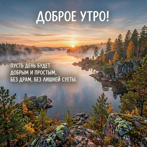 Открытка Доброе утро! Пусть день будет добрым и простым, без драм, без лишней суеты.