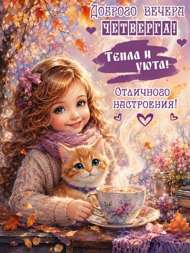 Открытка Доброго вечера четверга