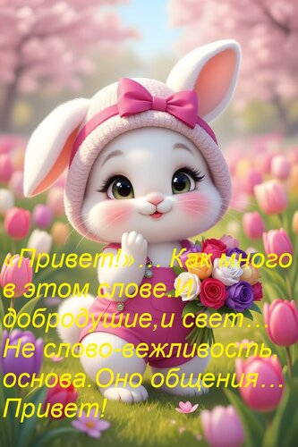 Открытка «Привет!»… Как много в этом слове. И добродушие,и свет… Не слово-вежливость, основа Оно общения… При