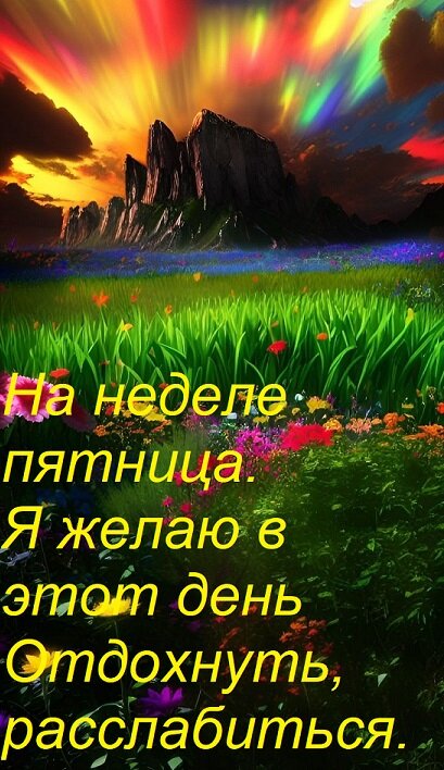 Открытка На неделе пятница. Я желаю в этот день отдохнуть, расслабиться.