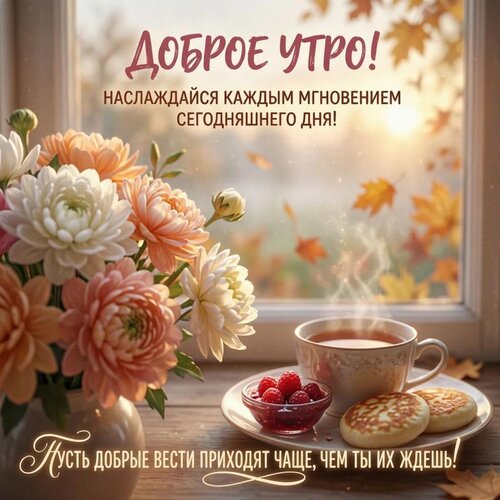 Открытка Доброе утро! Наслаждайся каждым мгновением сегодняшнего дня!
