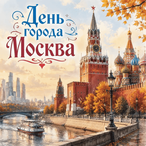 Анимированная открытка День города Москва