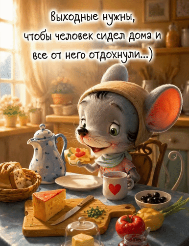 Анимированная открытка Выходные нужны, чтобы человек сидел дома и все от него...