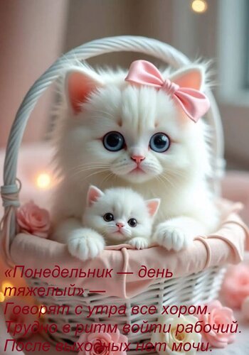 Открытка «Понедельник — день тяжелый» — Говорят с утра все хором. Трудно в ритм войти рабочий. После выходных