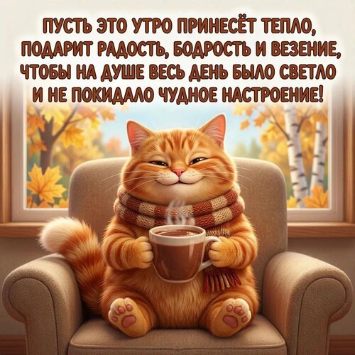 Открытка Пусть это утро принесёт тепло, Подарит радость, бодрость и везение,