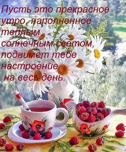Открытка Пусть это прекрасное утро, наполненное теплым солнечным светом, поднимет тебе настроение на весь д