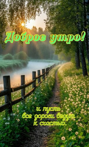Открытка Доброе утро. И пусть все дороги ведут к счастью