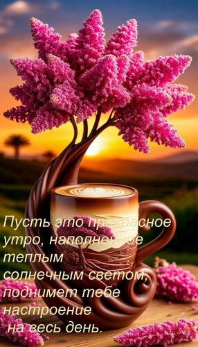 Открытка Пусть это прекрасное утро, наполненное теплым солнечным светом, поднимет тебе настроение на весь д