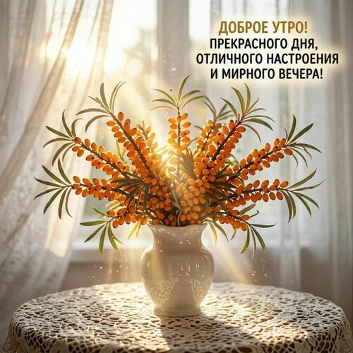 Открытка Доброе утро! Прекрасного дня, отличного настроения и мирного вечера!