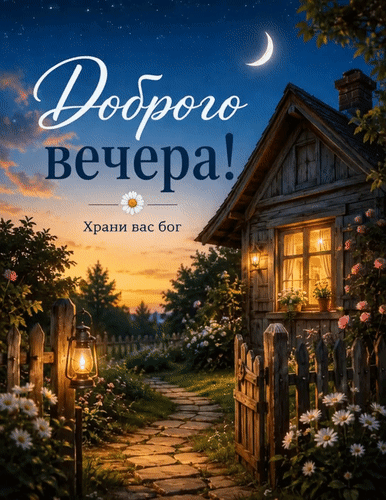 Анимированная открытка Доброго вечера! Храни вас Бог
