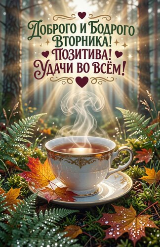 Открытка Доброго и бодрого вторника