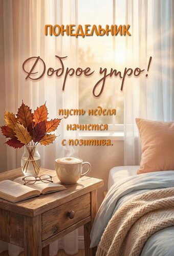Открытка Доброе утро! Пусть неделя начнется с позитива.