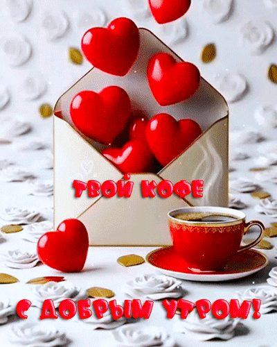 Анимированная открытка С добрым утром! Твой кофе.