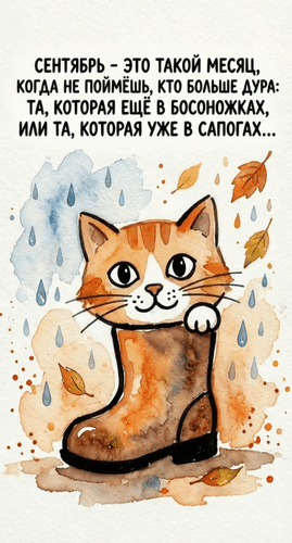 Анимированная открытка Сентябрь - это такой месяц, когда не поймёшь, кто больше дура: та, которая ещё в босоножках, или та,