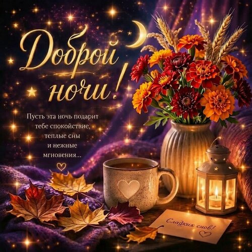 Открытка Пусть эта ночь подарит тебе спокойствие, теплые сны и нежные мгновения...