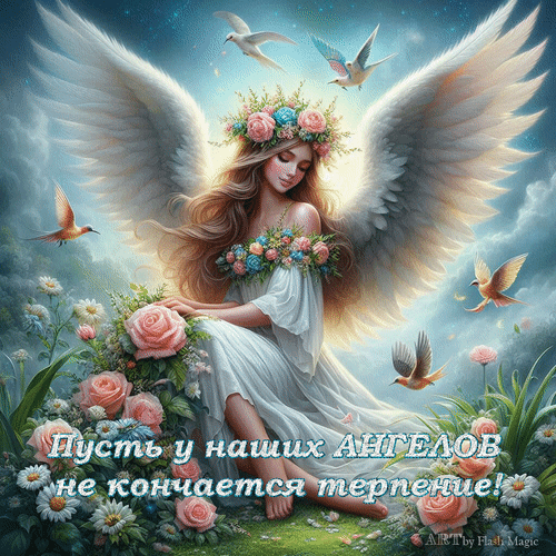 Анимированная открытка Пусть у наших ангелов не кончается терпение