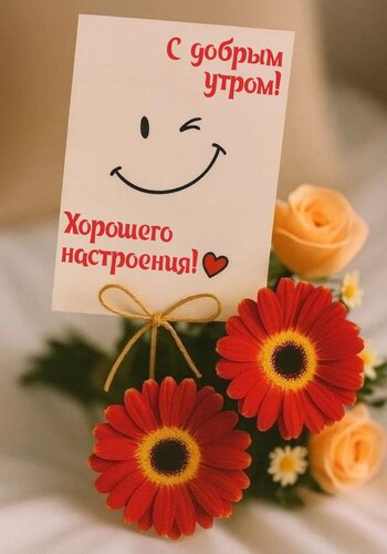 Открытка С добрым утром! Хорошего настроения!