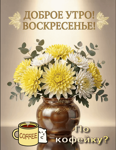 Анимированная открытка Доброе утро! Воскресенье! По кофейку?