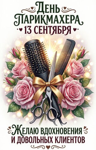 Открытка День парикмахера