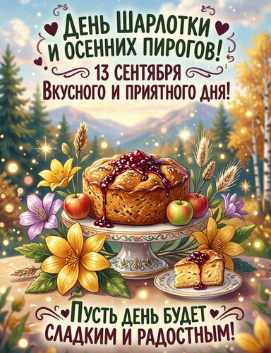 Открытка День шарлотки и осенних пирогов.