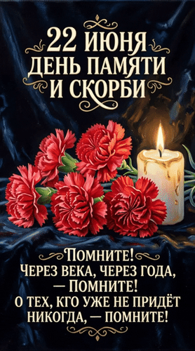 Анимированная открытка 22 июня День памяти и скорби Помните! Через века, через года, - Помните! О тех, кто уже не придёт ни