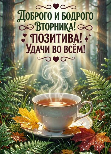 Открытка Доброго и бодрого вторника