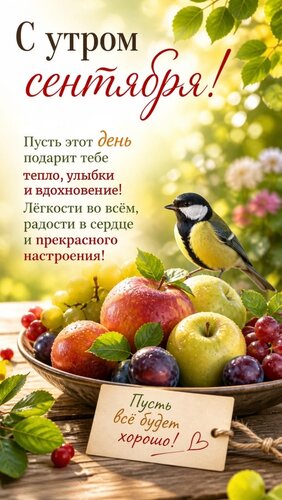 Открытка С утром сентября