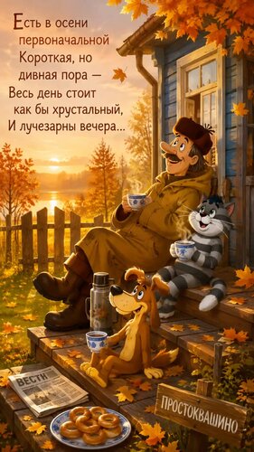 Открытка Есть в осени первоначальной