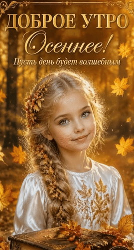 Анимированная открытка Доброе утро Осеннее! Пусть день будет волшебным.