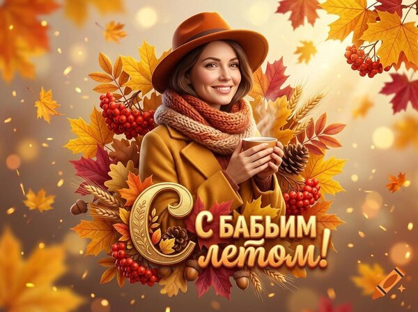 Открытка С бабьим летом