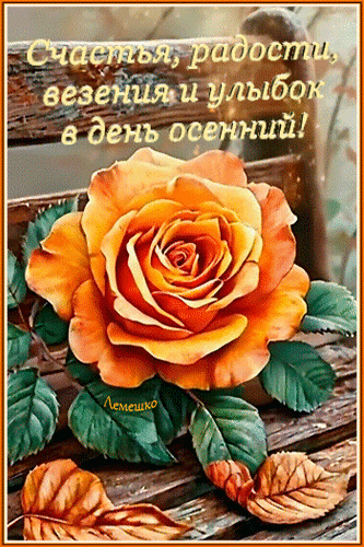 Анимированная открытка Счастья, радости, везения и улыбок в день осенний!