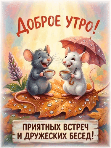 Анимированная открытка Доброе утро! Приятных встреч и дружеских бесед!