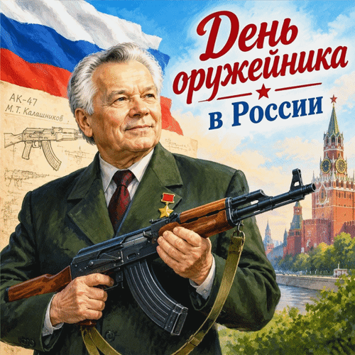 Анимированная открытка День оружейника в России
