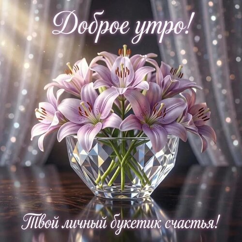 Открытка Доброе утро! Твой личный букетик счастья!