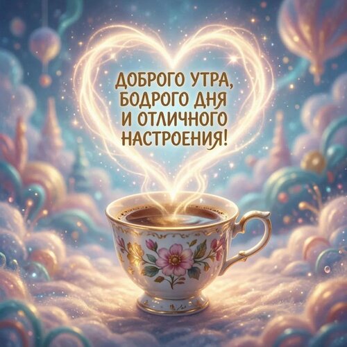 Открытка Доброго утра, бодрого дня и отличного настроения!
