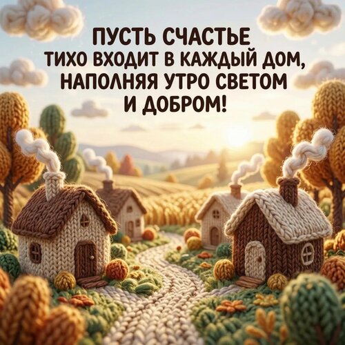 Открытка Пусть счастье тихо входит в каждый дом, наполняя утро светом и добром!