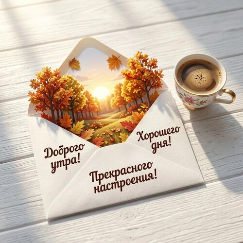 Открытка Доброго утра! Хорошего дня! Прекрасного настроения!