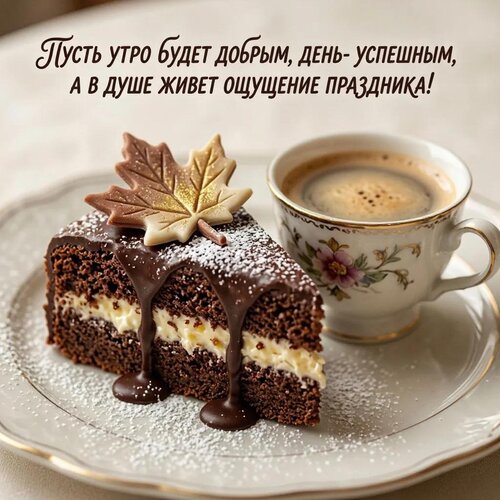 Открытка Пусть утро будет добрым, день - успешным, а в душе живет ощущение праздника!