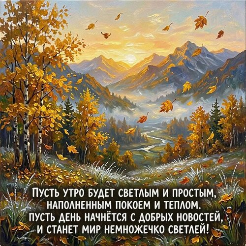 Открытка Пусть утро будет светлым и простым, наполненным покоем и теплом.