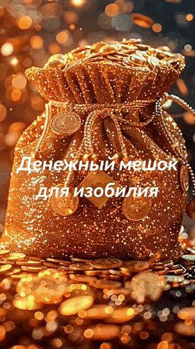 Анимированная открытка Денежный мешок для изобилия