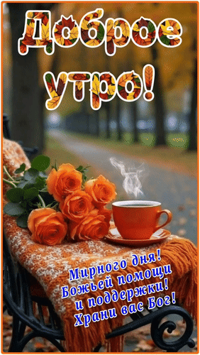 Анимированная открытка Доброе утро! Мирного дня! Божьей помощи и поддержки! Храни вас Бог!