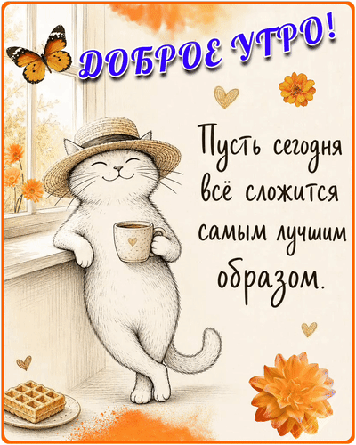 Анимированная открытка Доброе утро! Пусть сегодня всё сложится самым лучшим образом.