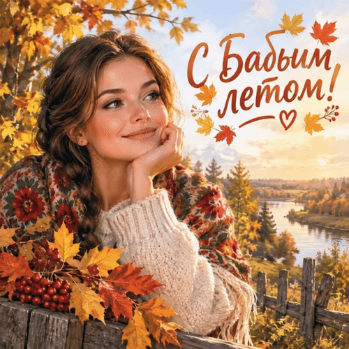 Анимированная открытка С Бабьим летом!