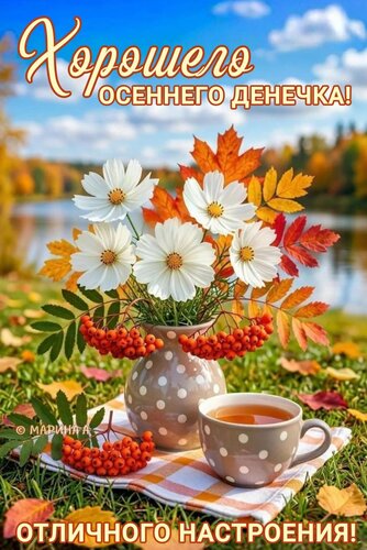 Открытка ХОРОШЕГО ОСЕННЕГО ДЕНЕЧКА! ОТЛИЧНОГО НАСТРОЕНИЯ!