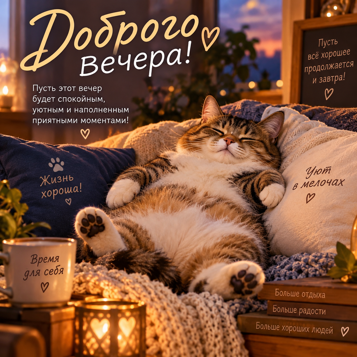 Открытка Доброго вечера.