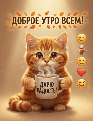 Анимированная открытка Доброе утро всем! Дарю радость!