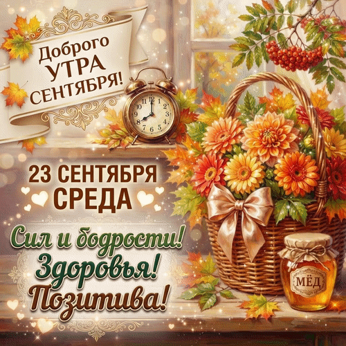 Анимированная открытка Доброе утро среды 23 сентября