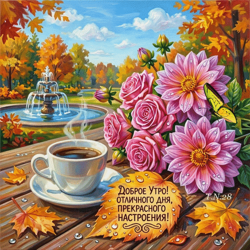 Анимированная открытка Доброе Утро! Отличного Дня. Прекрасного Настроения!
