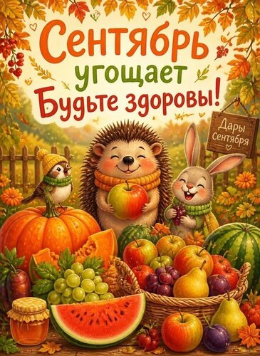 Открытка Сентябрь угощает