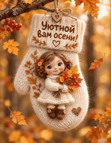 Анимированная открытка Уютной осени